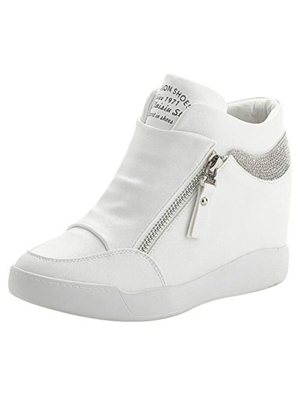 Wedge Platform Bootie Sneakers PU Leather Zip Comfort Casual Shoes